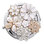 Healifty Decorative Compact Mirror Metal Glass Folding Mirror Exquisite Magnification Mirror Travel Mirror Compact Portable Mini Makeup Mirror