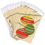 Wright Home & Gift Christmas Tree Decorations Holiday Boxed Greeting Card Multi-Pack Set (4x6) 10 Cards + 11 Envelopes (Vintage Christmas Balls)