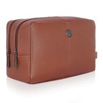 WildHorn Leather Toiletry Bag For Men Women - Dopp Kit For Travel Large Toiletry Kit. Toiletries Organizer (Tan), 12.5 CM, Brown