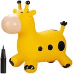 Inhahland Bouncy Animal Hopper, Kids Toddlers Outdoor Toys for 2 3 4 5 Year Old Girls Boys Gifts - Giraffe (Yellow), Pump Included