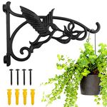 Heavy Duty Hanging Plant Brackets, 1pcs 13 Inch Iron Wall Mount Bracket Durable Rust-Resistant Hummingbird Plant Hanger Hook for Hanging Plants Bird Feeder Lantern Wind Chimes, Indoor Outdoor Decor