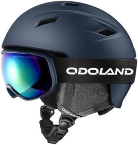 Odoland Ski Helmet and Goggles Set for Adults & Youth, Snowboard Helmet with Goggles - Shockproof Winter Sports Helmet with Protective Shell for Men, Women & Teens, Midnight Blue, S
