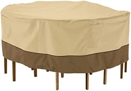 Classic Accessories Veranda Water-Resistant 70 Inch Round Patio Table & Chair Set Cover, Outdoor Table Cover