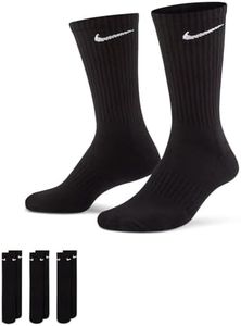NIKE Men's Everyday Cushion Crew Training Socks (3 Pair), Black/White, M