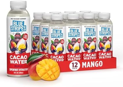 Blue Stripes Mango Cacao Water - Hydration Drink with Natural Electrolytes & Antioxidants | Cold Pressed Cacao Juice, Mango Juice & Water | No Sugar Added, Plant Based, Non GMO | 10 Fl Oz (12 Pack)