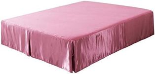 Tache Satin Faux Silk Pink Princess Dreams Tailored Pleated Platform 14 inch Drop Dust Ruffle Bed Skirt King