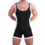 DLSMDOUS Men's Wrestling Singlets Sleeveless Athletic Supporters Wrestling Uniform Sports Bodysuit Jumpsuits for Fun, 4309 Black, Large