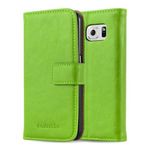 cadorabo Book Case works with Samsung Galaxy S6 in GRASS GREEN - with Magnetic Closure, Stand Function and Card Slot - Wallet Etui Cover Pouch PU Leather Flip