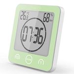 Zmucen Waterproof Digital Clock, Bathroom Shower Clock Timer with Big LCD Display, Humidity Temperature Display, Wall Clock Timer for Bathroom Shower Makeup Cooking (Green)