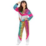 amscan 9919056 Unisex 1980's Neon Animal Print Shell Suit Adults Fancy Dress Costume (Chest size: 50")