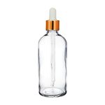 nsb herbals 100 ml Clear/Transparent Round Empty Glass Bottle/Glass Dropper/Golden Ring/Silicon White Teat, Refillable, For Essential Oils, Perfumes (Pack Of 1)