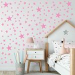 DXLING 174pcs Mixed Size Star Wall Stickers Home Decor Bedroom Removable Nursery Wall Decals Kids DIY Art Decal Gold White Black Star Wall Sticker JW343 (Pink)