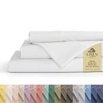 100% Cotton Percale Sheets King Size, White, Deep Pocket, 4 Piece - 1 Flat, 1 Deep Pocket Fitted Sheet and 2 Pillowcases, Crisp and Strong Bed Linen