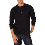 Amazon Essentials Men's Slim-Fit Long-Sleeve Henley Shirt, Black, XL