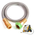 Metal Short Garden Hose 3 ft, Flexible Stainless Steel Leader Hose 3 ft, No Kink & Lightweight Water Hose 3 Foot, Garden Hose Leaders (3FT)