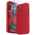 SURPHY Designed for iPhone 14 Plus Case with Screen Protector, (Camera Protection + Soft Microfiber Lining) Liquid Silicone Soft Gel Rubber Phone Case Cover 6.7 inch (Red)