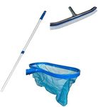 SUDS-ONLINE SWIMMING POOL SPA HOT TUB 18" WALL BRUSH + OVAL DEEP LEAF NET +TELESCOPIC POLE