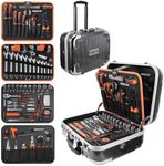 REALTEK 123pcs Tool Kit, Mechanic Tool Set, Portable Tool Kits for Home with Aluminum Trolley Case, Tool Box with Tools Included, Hand Tool Set Toolkit Household Repair and Diy for Men, CR-V Material