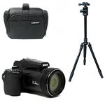 KamKorda Camera Bag + Tripod + P1000 4K Digital Compact Camera with 24-3000mm Lens, 16MP BSI CMOS Sensor, 125x Optical Zoom Lens, ISO 100-6400 – 2 Year Warranty