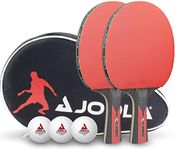 JOOLA Table Tennis Set Duo Carbon | 2 Bats + 3 Ping Pong Balls + 1 Case, Black/red, 6 Pieces