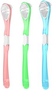 3 colores paquete de 3 raspadores de lengua para adultos y cepillo de limpieza de lengua suave de doble cara, cepillo de masaje oral portátil de grado alimentario