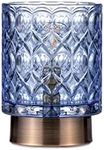 Pauleen Chic Glamour 48242 Mobile Table Lamp Glass Table Lamp Timer Function 6H Battery Glass Lamp Without Cable Blue/Brass