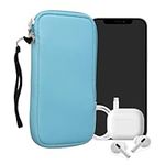 kwmobile Neoprene Phone Pouch Size XXL - 7" - Universal Cell Sleeve Mobile Bag with Zipper, Wrist Strap - Light Blue