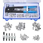 BOOMSTART 86pcs Rivet Nut Tool Kit Set Blind Rivet Nut Heavy Duty Hand Riveter Gun Kit Wrench Threaded Insert Rivet Nutsert M3/M4/M5/M6/M8