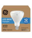 GE LED Light Bulbs, 65 Watt, Daylight, BR30 Indoor Floodlights (12 Pack)