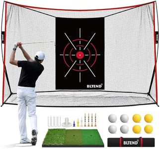 Bltend Golf Net - 10x7ft Heavy Duty Golf Practice Nets for Backyard Driving - Golf Hitting Training Net with Target and Tri-Turf Golf Mat - Personal Golf Training Equipment for Indoor Outdoor Use