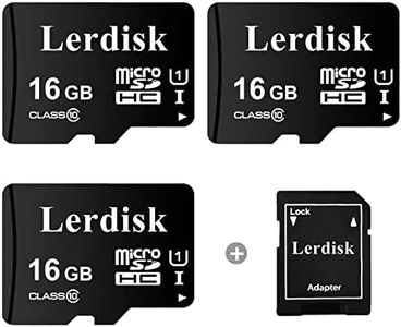 Lerdisk Factory Wholesale Micro SD Card Pack of 3 in Bulk MicroSD with Adapter Produced by Authorized Licencee (16GB U1)