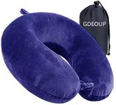 GDEOUP Travel Pillow - Memory Foam Neck Pillow Support Pillow,Luxury Compact & Lightweight Quick Pack for Camping,Sleeping Rest Cushion (Navy Blue)