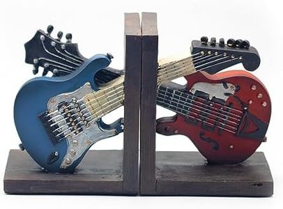 Vintage Guitar Bookends Vintage Music Book Ends Decorative Guitar Deluxe Heavy Duty Bookends for Farmhouse Office Study for Music Enthusiast