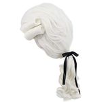 Yuehong Long Mens George Washington Cosplay Curly Gentleman Lawyer Wig (White)