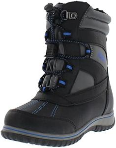 Totes Boys Buster Warm Waterproof Insulated Snow Boot, Black/Blue, 13 M US