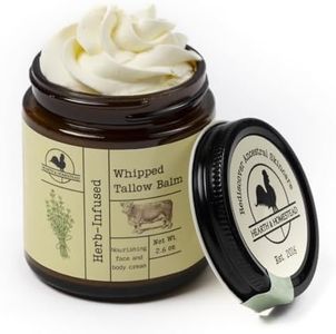Hearth and Homestead: Handmade Whipped Tallow Balm (Herb-Infused/Unscented) - Large Jar - 2.6 oz