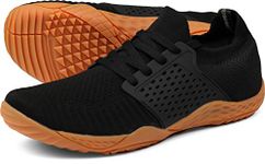 WHITIN Men's Trail Running Shoes Minimalist Barefoot 5 Five Fingers Wide Width Size 8-8.5 Toe Box Gym Workout Fitness Low Zero Drop Male Road Minimus Hiking Black Gum 41