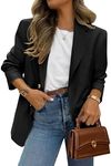 PRETTYGARDEN 2025 Blazers for Women Business Casual Long Sleeve Lapel Open Front Suit Jacket Work Blazer with Pockets (Black,Medium)