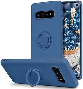 BENTOBEN Samsung Galaxy S10 Plus Case, Slim Silicone Soft Rubber with 360° Ring Holder Kickstand Car Mount Supported Protective Cute Phone Cases Cover for Samsung Galaxy S10+ Plus 6.4" (2019), Blue