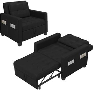 Yaheetech Schlafsessel mit Bettfunktion 3-in-1 Ausziehbares Schlafsofa Umwandelbarer Stuhl Bett Verstellbarer Einzelsessel mit Seitentasche, Liegefläche 190 x 71,5 cm, für kleinen Raum, Schwarz