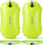 JOTO 2 Pack Swim Buoy Float for Open Water, Swimming Belt Bubble Safety Float with Adjustable Waist, Snorkeling, Swim Training, Triathletes, Kayaking -Neonyellow