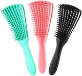 3 Pack Detangler Brush for Natural Hair, Afro America/African Hair Textured 3a to 4c Kinky Wavy/Curly/Coily/Wet/Dry/Oil/Thick/Long Hair, Exfoliating Your Scalp for Beautiful