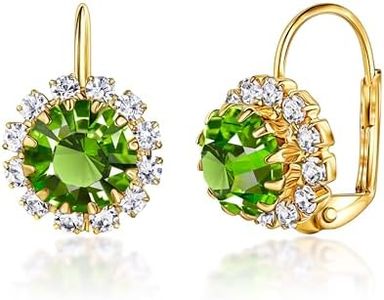 Barzel 18K Gold Plated Crystal Flower Earrings for Women (Green)