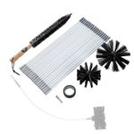 KATSU Tools 24PCs Chimney Cleaning Brush Kit with 18 x 16" Flexible Rods + 4" & 6" Brush Head + Wood Long Brush + Storage Bag, Duct Vent Cleaning Tools for Flue/Fireplace/Sewage Pipe/Fume Hood