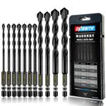 11 Pcs Masonry Drill Bits Carbide Concrete Drill Bit Set for Stone Tile Brick Ceramic Glass Metal Sheet Plastic and Wood, Quick Change 6mm Hex Shank, Size 4mm,5mm,6mm,8mm,10mm,12mm with Case