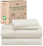 California Design Den King Sheets Set - Soft 100% Organic Cotton Sheets with Deep Pockets, Crisp Percale, Breathable and Durable Bedding Set - Ivory