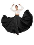 JYESHTA Women's American Crepe Blooming Flared Long Stitched A-line Flare Skirt (S, Black)