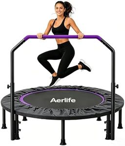 Aerlife 40" Foldable Mini Trampoline Rebounder,Fitness Trampoline with Adjustable Foam Handle–Thick Steel Spring Exercise Rebounder Trampoline for Adults Indoor Outdoor Workouts Max Load 300KG(Purple)
