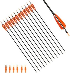 XTCXCARCHERY 30" Carbon Arrows Hunting Arrows with 4" Shield Shaped Turkey Feathers Spine 400 for Recurve & Traditional Long & English Long Bow(Pack of 12) (12, White&Orange)