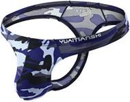 MuscleMate UltraFit Men's Camouflage Thong Underwear, Hot Men's Thong G-String Undie, Blue, Medium